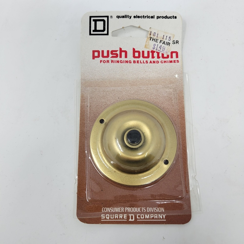 Square D Push Button For Ringing Bells Chimes Brass Toned